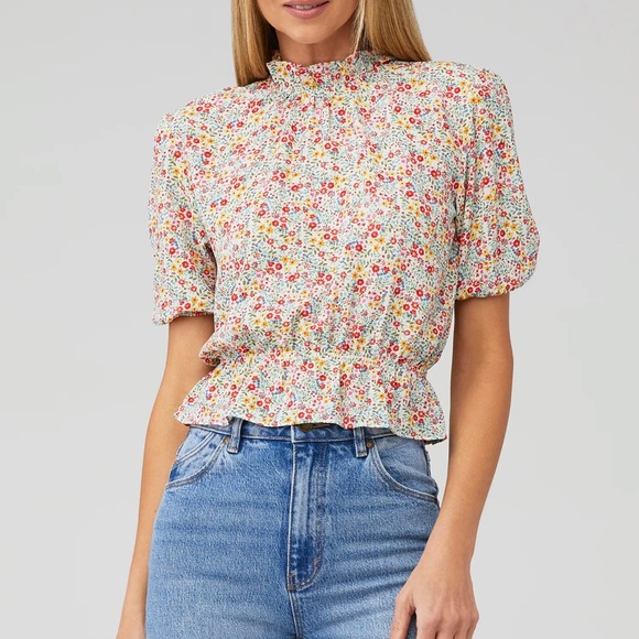 Tea Party Floral Crepe Top - Picture 1 of 2